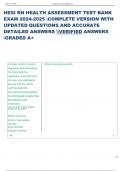 Exam &lpar;elaborations&rpar; HESI RN HEALTH ASSESSMENT QUESTIONS AND CORRECT DETAILED ANSWERS 