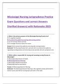 Mississippi Nursing Jurisprudence Practice  Exam Questions and correct Answers  &lpar;Verified Answers&rpar; with Rationales 2025
