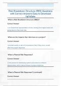 Risk Breakdown Structure &lpar;RBS&rpar; Questions  with Correct Answers Easy to Download  UpToDate