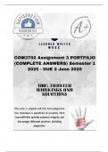 COM3702 Assignment 3 PORTFILIO &lpar;COMPLETE ANSWERS&rpar; Semester 1 2025 - DUE 2 June 2025&semi; 100&percnt; TRUSTED Complete&comma; trusted solutions and explanations&period;