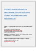 Nebraska Nursing Jurisprudence  Practice Exam Questions and correct  Answers &lpar;Verified Answers&rpar; with  Rationales 2025