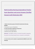 North Carolina Nursing Jurisprudence Practice  Exam Questions and correct Answers &lpar;Verified  Answers&rpar; with Rationales 2025