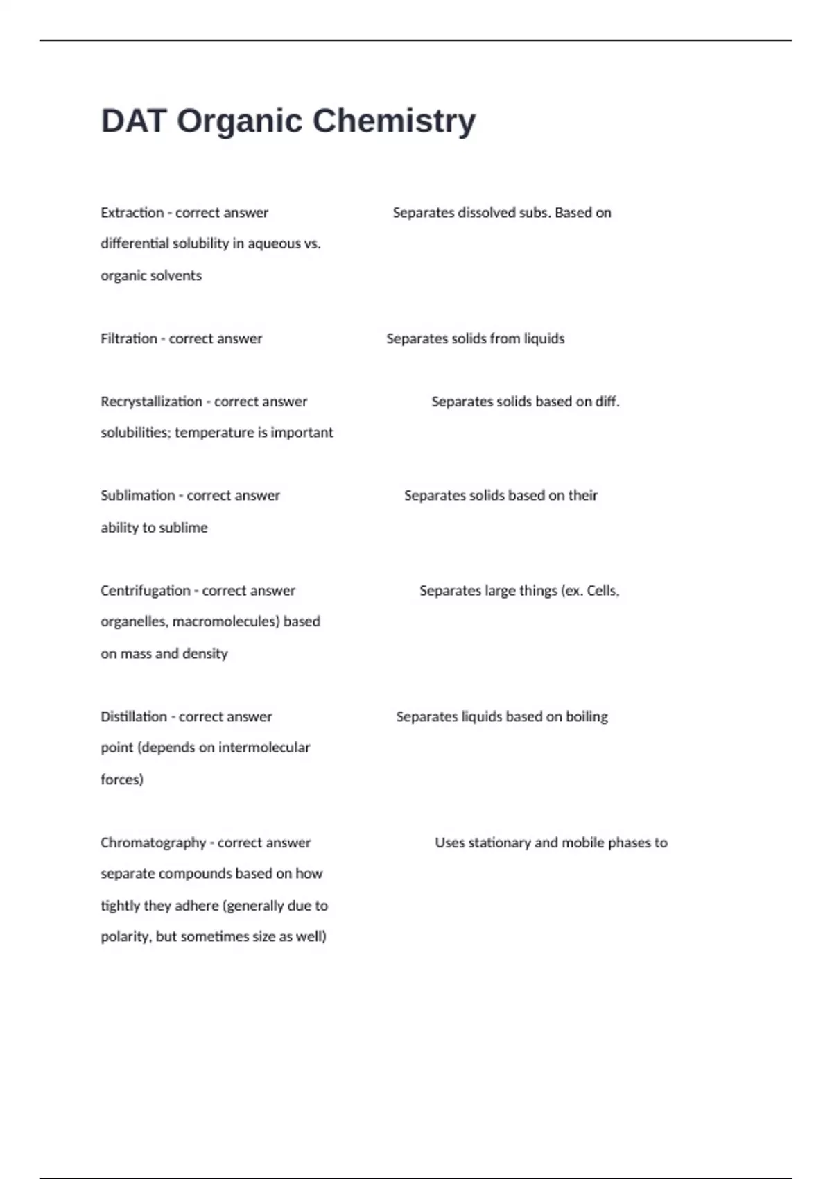 DAT Organic Chemistry Practice Test Questions And Answers 100% Pass ...