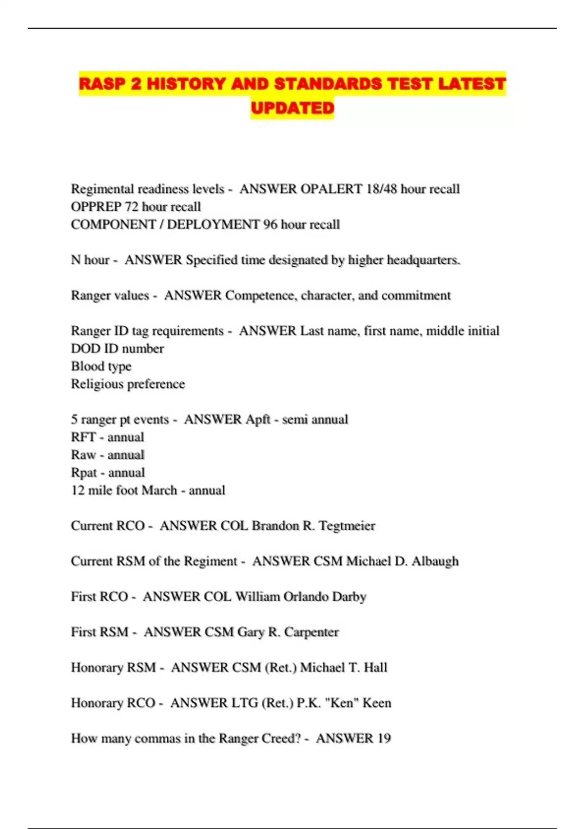 RASP 2 HISTORY AND STANDARDS TEST LATEST UPDATED - RASP 2 HISTORY AND ...