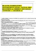 HEALTH INFORMATION MANAGEMENT FINAL&vert; ACTUAL 200&plus; QUESTIONS & CORRECT DETAILED ANSWERS &vert;&vert; GRADED A&plus;