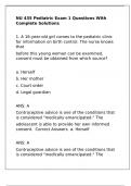 NU 435 Pediatric Exam 1 Questions With Complete Solutions