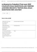 scribeamerica Outpatient Final exam 2025 COMPLETE EXAM QUESTIONS AND VERIFIED ANSWERS &vert;RECENTLY TESTING REAL EXAM QUESTIONS&vert; 100&percnt; SOLVED&excl;&excl;