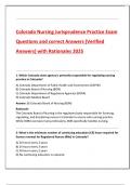 Colorado Nursing Jurisprudence Practice Exam Questions and correct Answers &lpar;Verified  Answers&rpar; with Rationales 2025