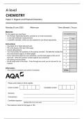 AQA  A LEVEL CHEMISTRY   PAPER 2 REAL EXAM QUESTIONS  2025 LATEST UPDATED GET A&plus;