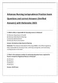 Arkansas Nursing Jurisprudence Practice Exam Questions and correct Answers &lpar;Verified  Answers&rpar; with Rationales 2025