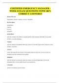 CERTIFIED EMERGENCY MANAGER - WEEK 8 EXAM QUESTIONS WITH 100&percnt; CORRECT ANSWERS&excl;&excl;