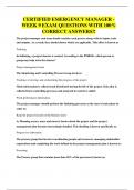 CERTIFIED EMERGENCY MANAGER - WEEK 9 EXAM QUESTIONS WITH 100&percnt; CORRECT ANSWERS&excl;&excl;