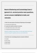 Board of Barbering and Cosmetology Exam 2 &lpar;general U&period;S&period; version&rpar; practice exam questions&comma;  correct answers highlighted in bold&comma; and  rationales