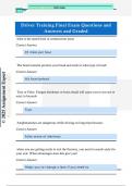 Driver Training Final Exam Questions and  Answers and Graded