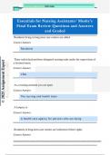 Essentials for Nursing Assistants&sol; Mosby's  Final Exam Review Questions and Answers  and Grade
