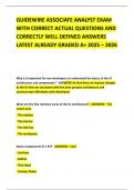 GUIDEWIRE ASSOCIATE ANALYST EXAM WITH CORRECT ACTUAL QUESTIONS AND CORRECTLY WELL DEFINED ANSWERS LATEST ALREADY GRADED A&plus; 2025 &ndash; 2026