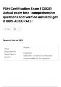 PSM Certification Exam 1 &lpar;2025&rpar; Actual exam test &vert; comprehensive questions and verified answers&vert; get it 100&percnt; ACCURATE&excl;&excl;