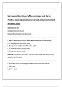 Minnesota State Board of Cosmetology and Barber Practice Exam Questions and correct Answers &lpar;Verified  Answers&rpar; 2025