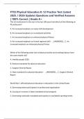 FTCE Physical Education K-12 Practice Test &lpar;Latest 2025 &sol; 2026 Update&rpar; Questions and Verified Answers &vert; 100&percnt; Correct &vert; Grade A&plus;