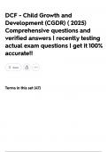 DCF - Child Growth and Development &lpar;CGDR&rpar; &lpar; 2025&rpar; Comprehensive questions and verified answers &vert; recently testing actual exam questions &vert; get it 100&percnt; accurate&excl;&excl;