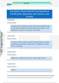 Psychiatric Mental Health Nursing Board  Certification Questions and Answers and  Graded