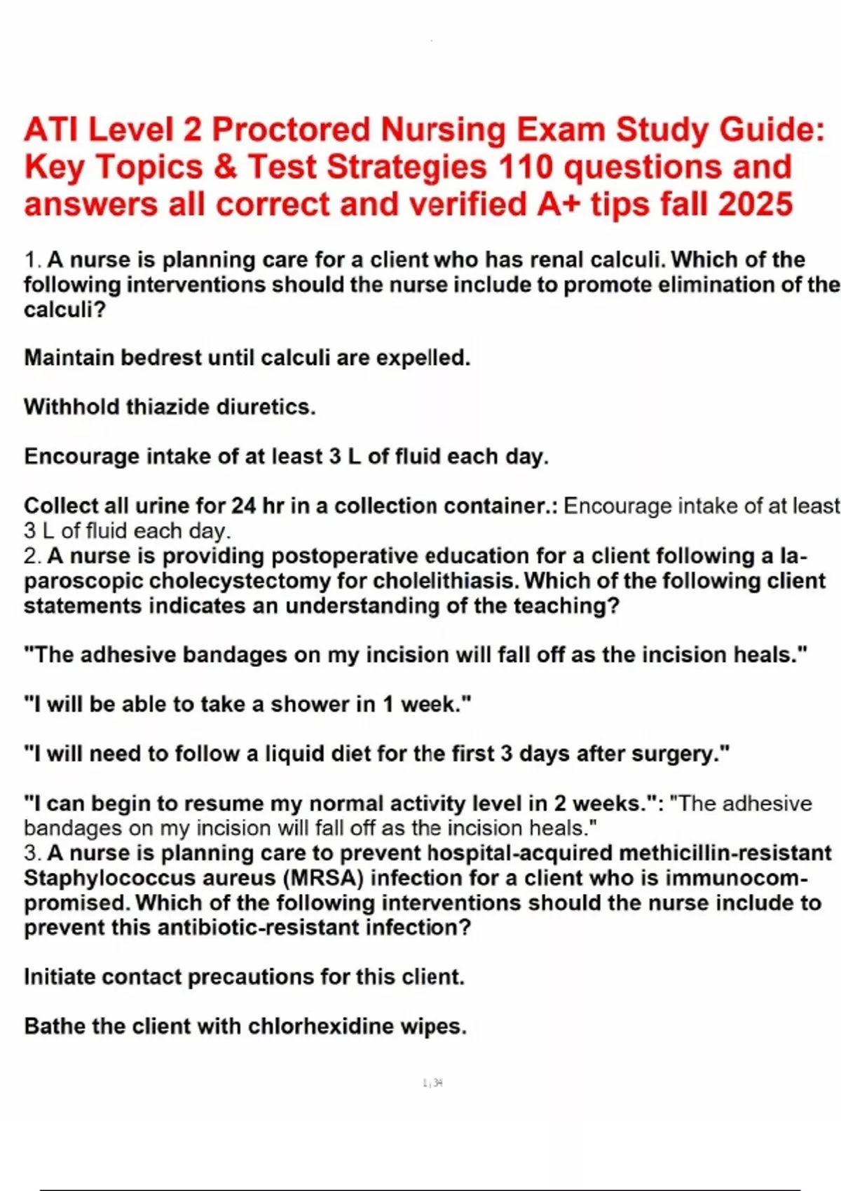 ATI Level 2 Proctored Nursing Exam Study Guide: Key Topics & Test ...