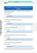 US History U3 Questions and Answers and Graded