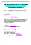 UNE medical biochemistry Unit 3 Latest Update 2025-2026 50 Questions and 100&percnt; Verified Correct Answers Guaranteed A&plus;