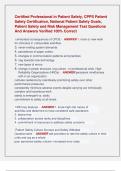Certified Professional in Patient Safety&comma; CPPS Patient  Safety Certification&comma; National Patient Safety Goals&comma;  Patient Safety and Risk Management Test Questions  And Answers Verified 100&percnt; Correct