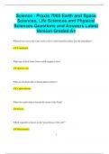 Science - Praxis 7005 Earth and Space Sciences&comma; Life Sciences and Physical Sciences Questions and Answers Latest  Version Graded A&plus;