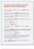 &lbrace;Champions&semi; Texas&rcub; Real Estate Exam Prep    Questions With 100&percnt; Verified Solutions 