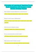 Principles of Learning & Teaching Praxis Exam Questions and Answers Latest  Version Already Passed