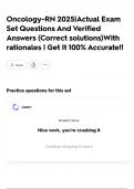 Oncology-RN 2025&vert;Actual Exam Set Questions And Verified Answers &lpar;Correct solutions&rpar;With rationales &vert; Get It 100&percnt; Accurate&excl;&excl;