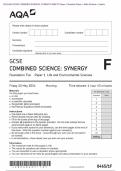2024 AQA GCSE COMBINED SCIENCE&colon; SYNERGY 8465&sol;1F Paper 1 Question Paper &plus; Mark Scheme &plus; Inserts  Actual 2024 AQA GCSE COMBINED SCIENCE&colon; SYNERGY 8465&sol;1F Foundation Tier Paper 1 Life and  Environmental Sciences Merged Question Paper &plus; Mark Scheme &plus; Inserts 