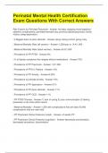 Perinatal Mental Health Certification Exam Questions With Correct Answers