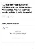NAHQ POST TEST QUESTION 2025&vert;Actual Exam Set Questions And Verified Answers &lpar;Correct solutions&rpar; &vert; Get It 100&percnt; Accurate&excl;&excl;
