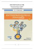 Solution Manual for Entrepreneurial Finance, 7th Edition By J. Chris Leach, Ronald W. Melicher| Original Copy