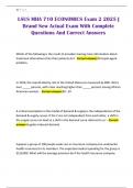 LSUS MHA 710 ECONOMICS Exam 2 2025 &vert; Brand New Actual Exam With Complete Questions And Correct Answers