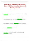 PIPEFITTER NCEER CERTIFICATION Exam 2025&vert; Complete Questions And Correct Answers