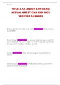 TITLE 4-AZ LIQUOR LAW EXAM&semi; ACTUAL QUESTIONS AND 100&percnt; VERIFIED ANSWERS