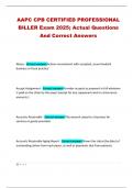 AAPC CPB CERTIFIED PROFESSIONAL BILLER Exam 2025&semi; Actual Questions And Correct Answers