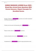 HAWAII MASSAGE LICENSE Exam 2025 &vert; Brand New Actual Exam Questions With Correct Answers &vert; Expert Concepts For Excellent Scores