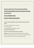 Arkansas State Board of Cosmetology and Barber  Practice Exam Questions and correct Answers &lpar;Verified  Answers&rpar; 2025 Format&colon; Multiple Choice Answers&colon; Bolded with Rationales