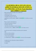 CALIFORNIA REAL ESTATE LEGAL  ASPECTS OF REAL ESTATE &lpar;UNITS 12 13&rpar;  UPDATED  ACTUAL Exam Questions  and CORRECT Answers