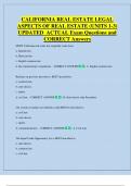 CALIFORNIA REAL ESTATE LEGAL  ASPECTS OF REAL ESTATE &lpar;UNITS 1-3&rpar;  UPDATED  ACTUAL Exam Questions and  CORRECT Answers 