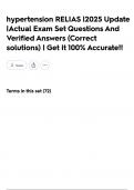 hypertension RELIAS &vert;2025 Update &vert;Actual Exam Set Questions And Verified Answers &lpar;Correct solutions&rpar; &vert; Get It 100&percnt; Accurate&excl;&excl;