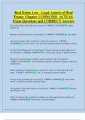 Real Estate Law - Legal Aspects of Real  Estate&colon; Chapter 1 UPDATED  ACTUAL   Exam Questions and CORRECT Answers