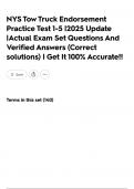 NYS Tow Truck Endorsement Practice Test 1-5 &vert;2025 Update &vert;Actual Exam Set Questions And Verified Answers &lpar;Correct solutions&rpar; &vert; Get It 100&percnt; Accurate&excl;&excl;