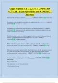 Legal Aspects Ch 1&comma; 2&comma; 5&comma; 6&comma; 7 UPDATED   ACTUAL  Exam Questions and CORRECT  Answers