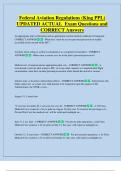 Federal Aviation Regulations &lpar;King PPL&rpar;  UPDATED ACTUAL  Exam Questions and  CORRECT Answers 